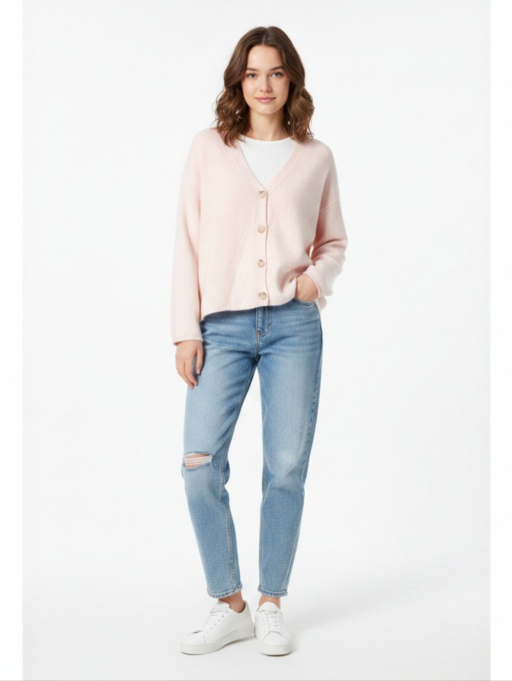 Member's Mark Cardigan Sweater V-Neck Button Down Light Pink Size M